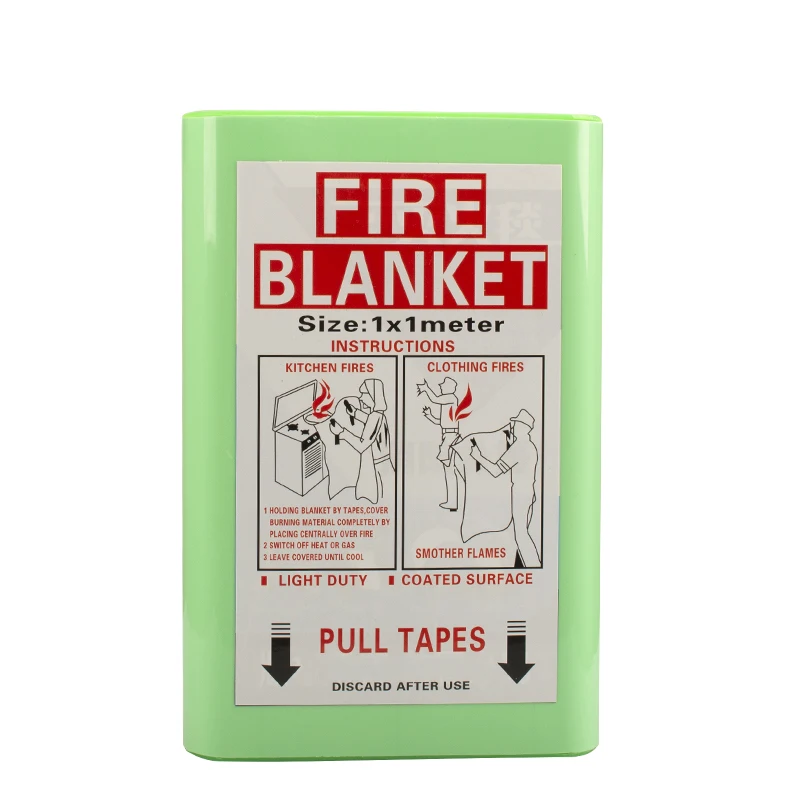 Factory Warehouse 1m x 1m PVC hard cabinet fire suppression blankets for hotel