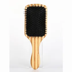 BLACK EGG Paddle Cushion Brush Bamboo Wooden Hair Brush With Boar Bristle Head Massager Hair Detangling Straightener Brushes