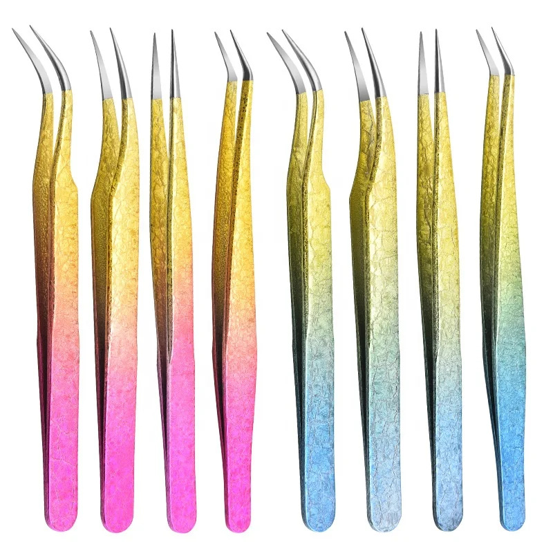 New Stainless Steel Manicure Eyebrow Tweezer Straight Curved Clip for Eyelash Extension Eyelash Grafting Set Nail Art Tool (1600907157264)