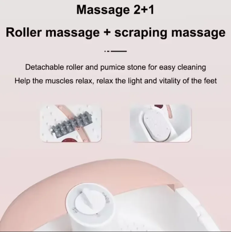 foot relaxation,foldable and portable tub for foot soaking,mini acupressure massage points and temperature control.