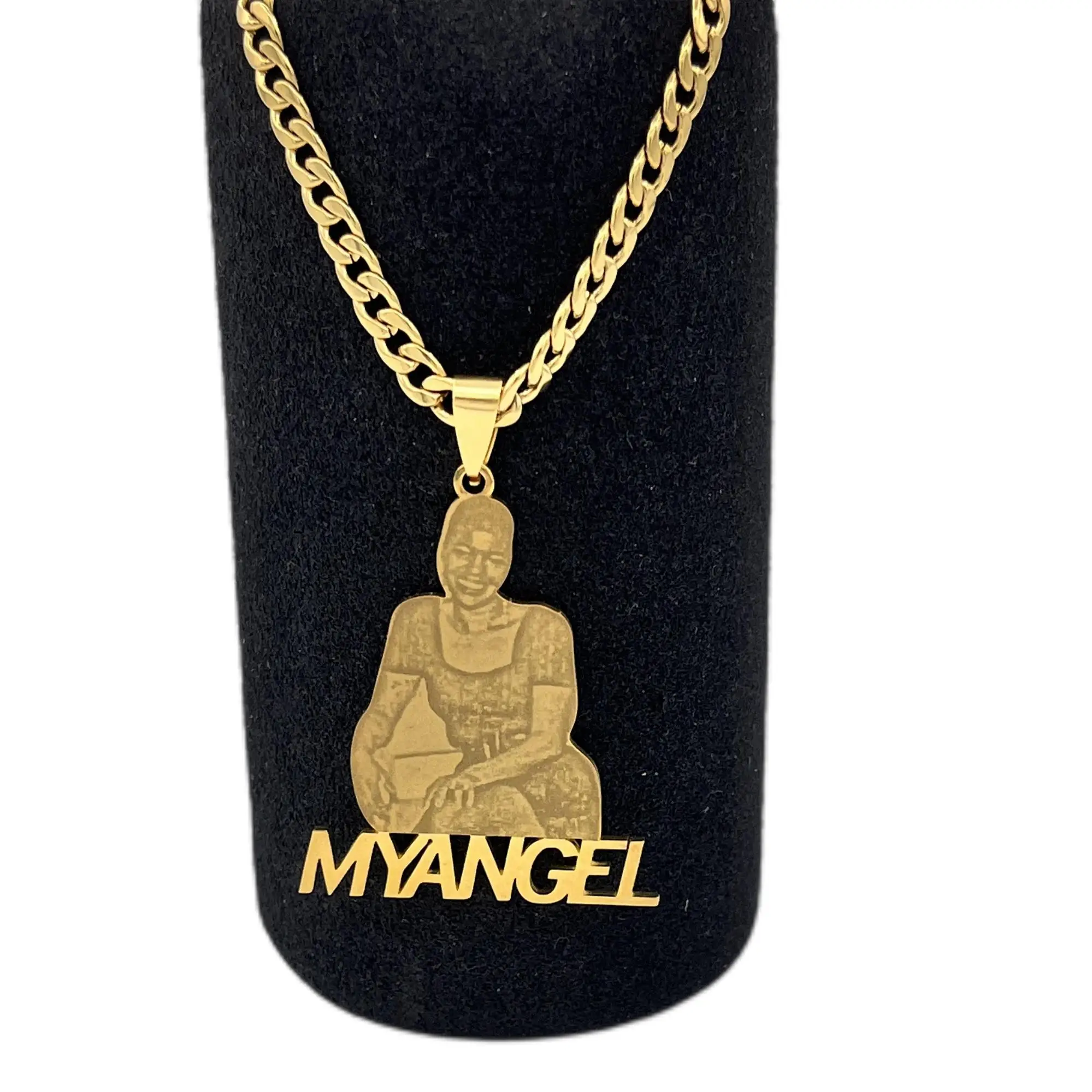 High Quality Mens Stainless Steel Jewelry 18k Gold Plated Chain Customized Name Human Character Necklaces