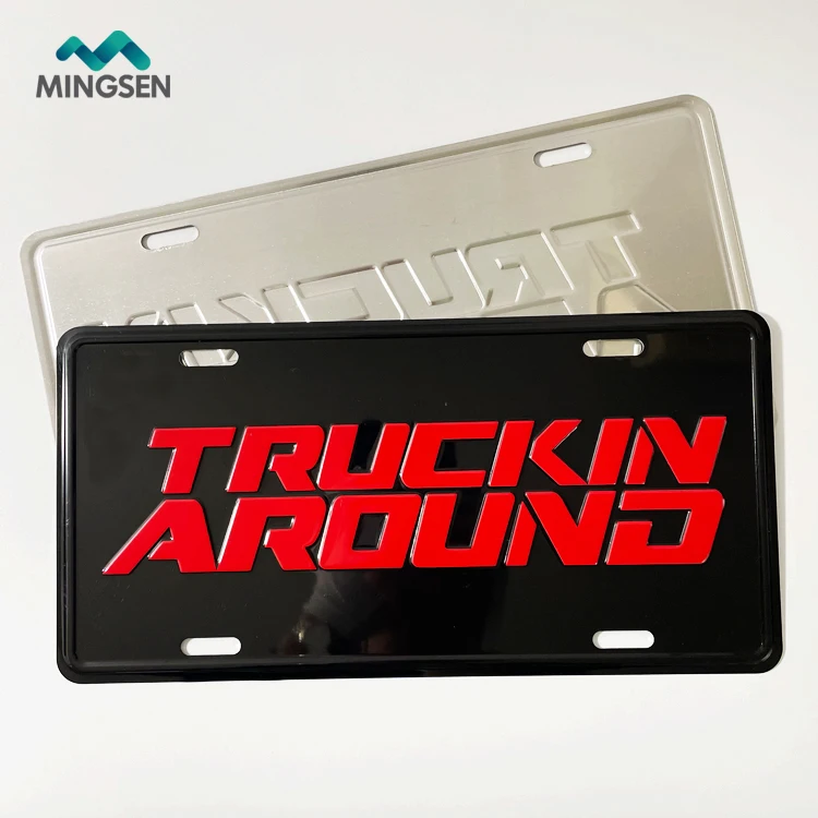 NO MOQ Custom logo aluminum embossed deocrative license plate for front and rear of car