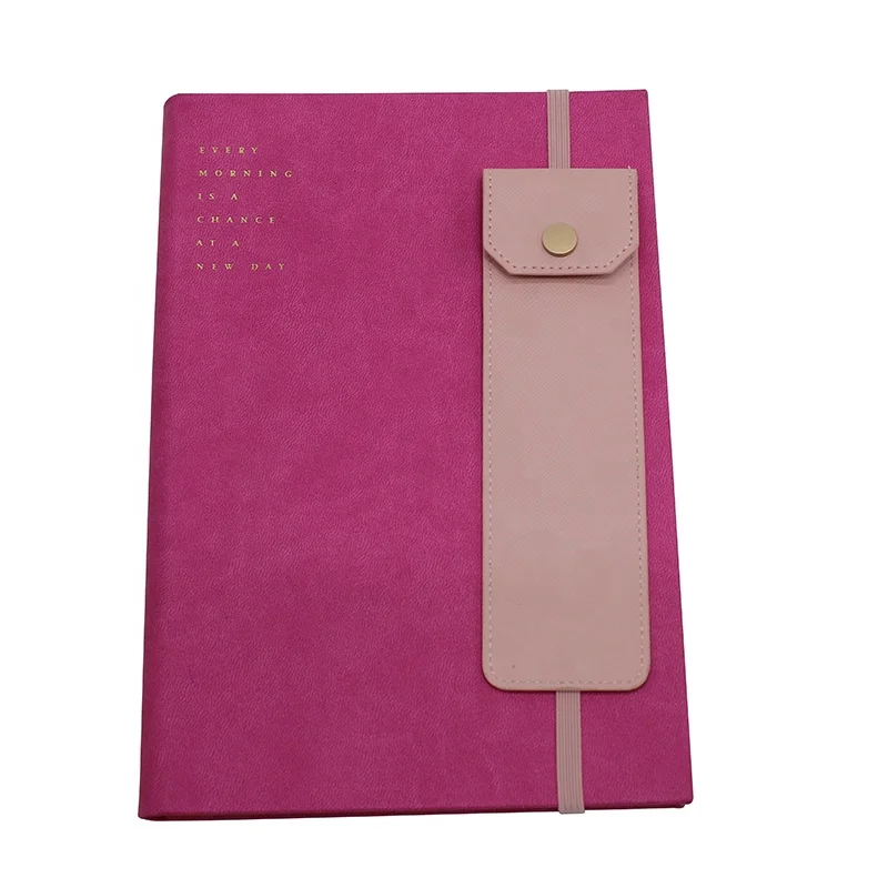 
2021 Diary leather notebook with pen case customized inner printing customized logo 