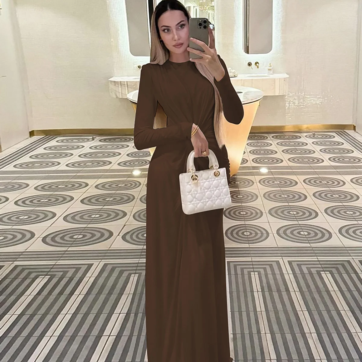 Hot sale fall winter evening party dress women elegant long dress long sleeve dresses women