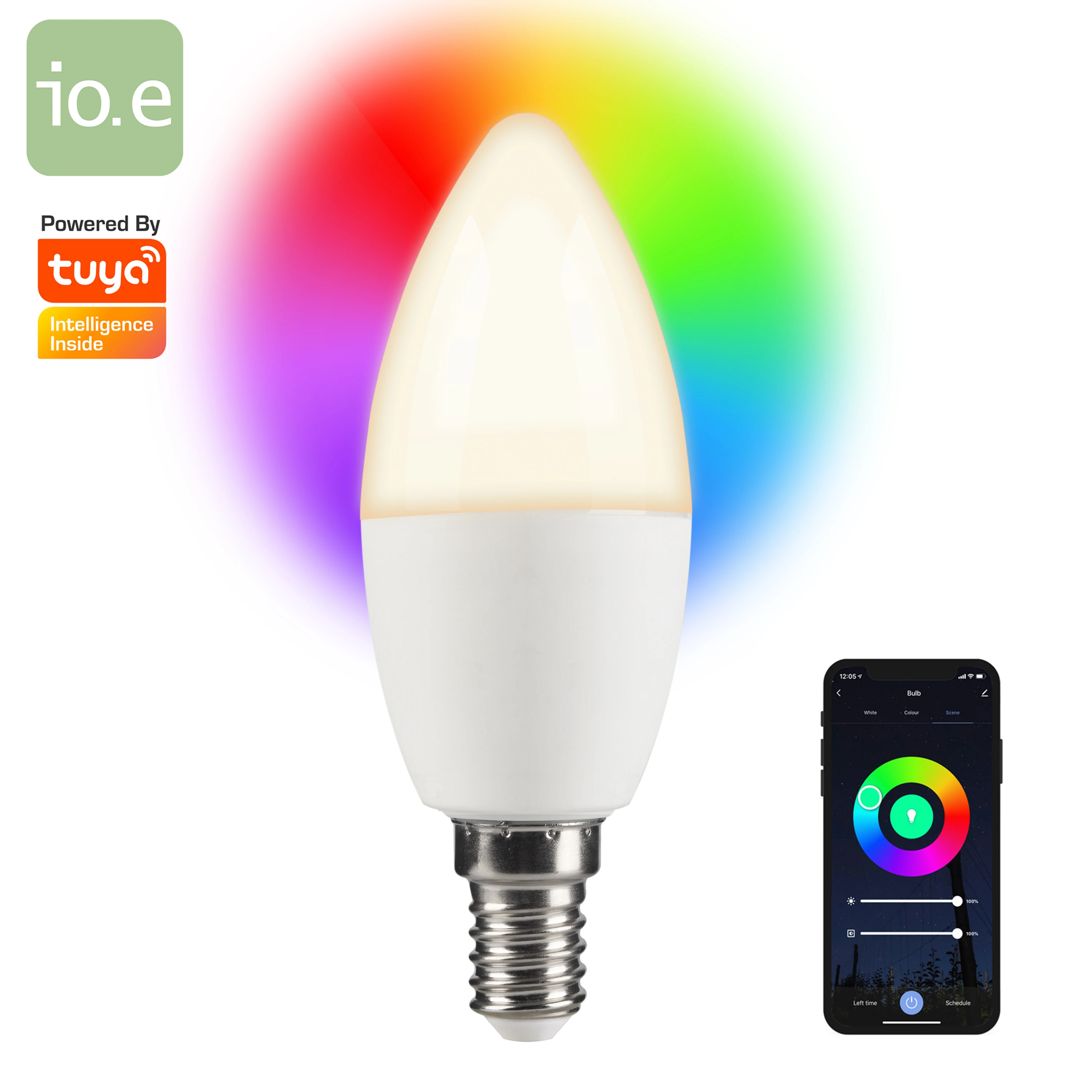 WiFi LED Bulb E14 C37 RGBCCT Google Home Alexa Candle Bulb Decorative