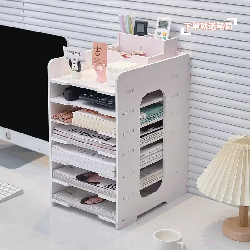 Office file multi-layer storage rack desktop a4 paper storage document rack home large capacity office shelf