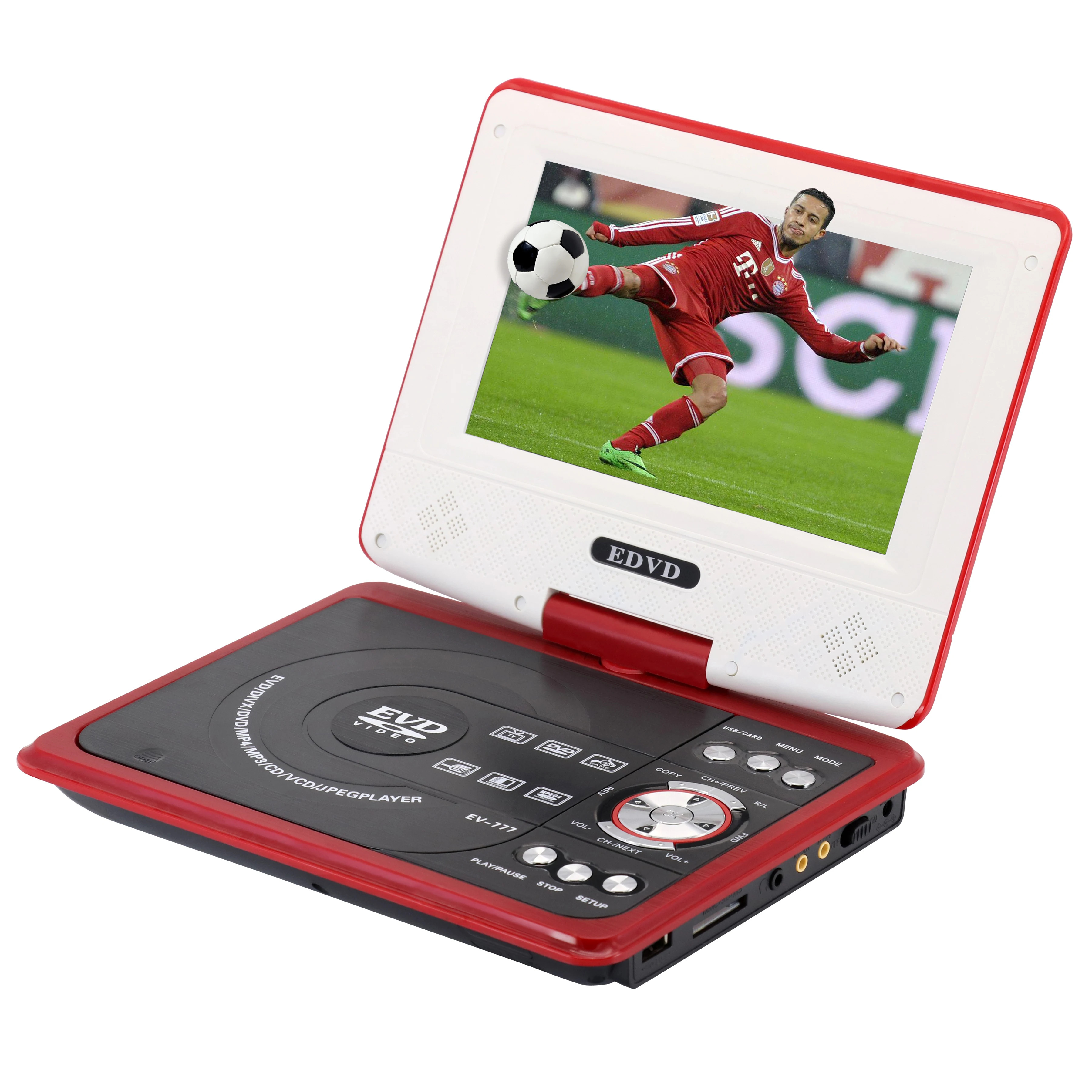 Display high resolution color 7inch TFT LCD screen portable dvd Media player