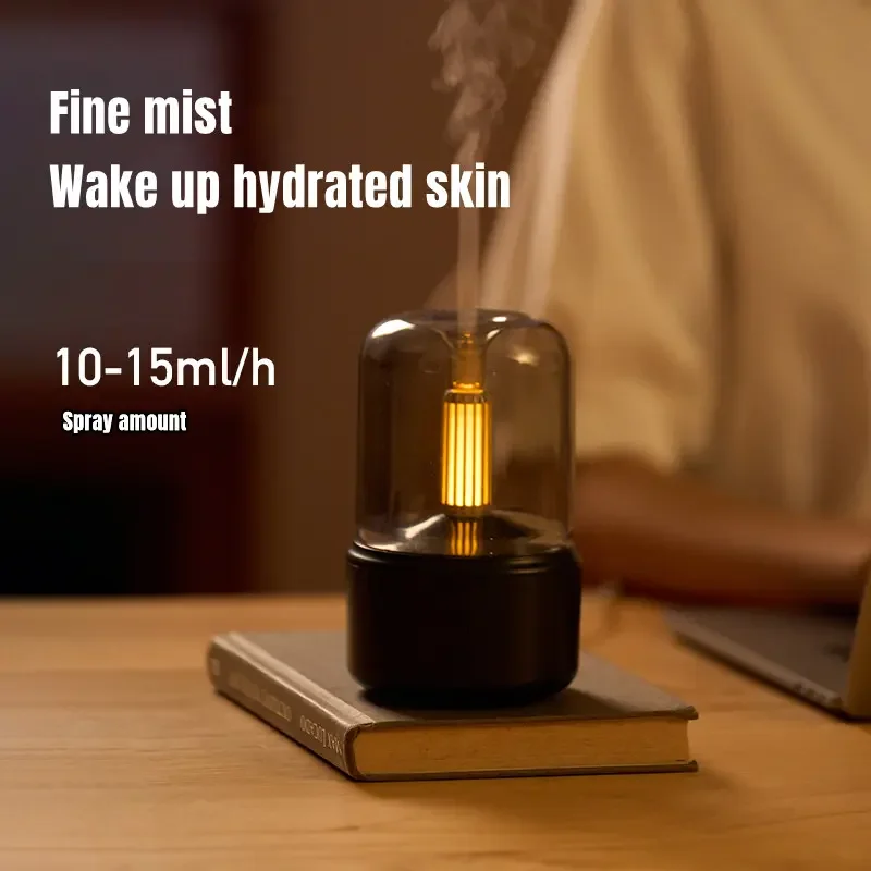 Candle Light Aroma Diffuser, Portable 120Ml Electric USB Air Humidifier 3D Flame Aromatherapy Living Room Bedroom Diffusers