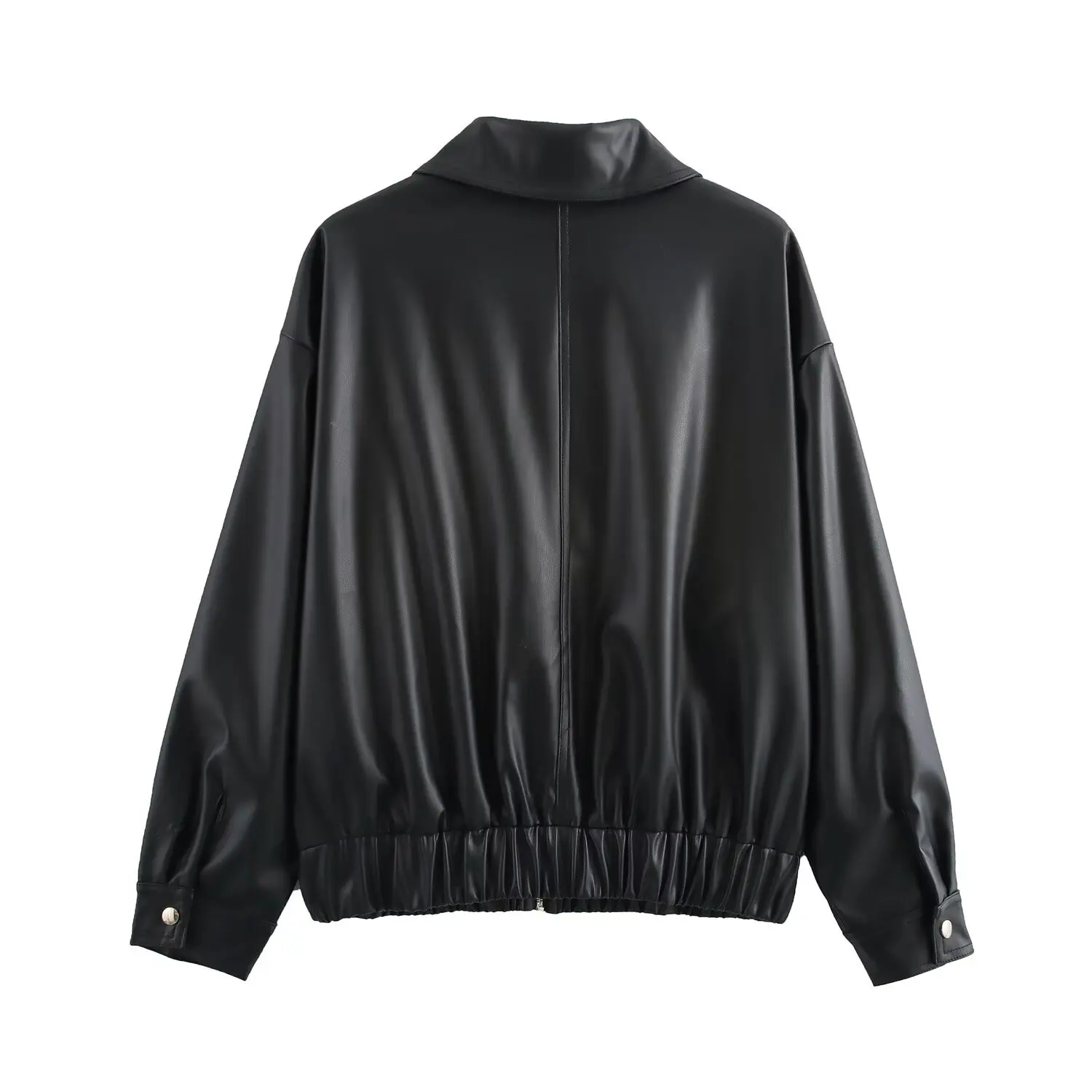 Guangzhou Auyan 2025 Spring New Fashion High PU leather loose with fashion square collar leather jacket Coat