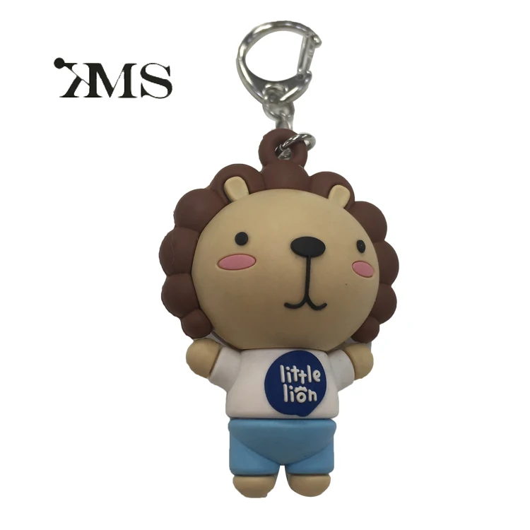 Wholesale Creative Personality 3D lion Silicone Key Holder Cute Pendant Promotional Gift Silicone Pvc Keychain