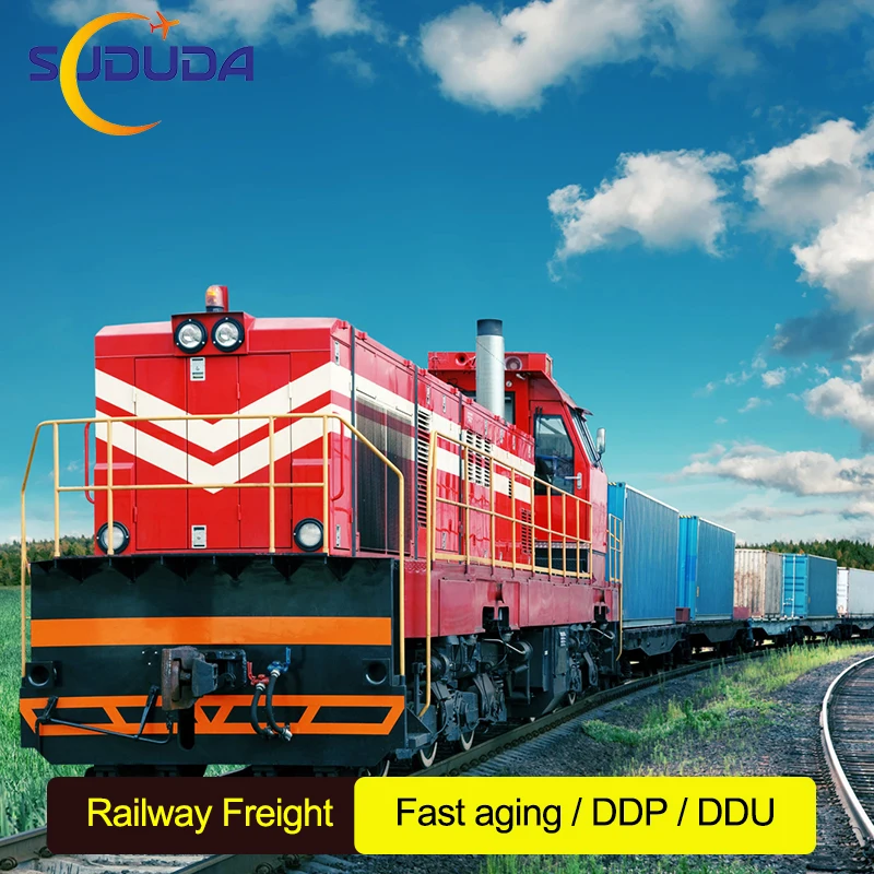 Fast amazon ddp door to door train transport railway freight forwarder shipping to Europe france Portugal Ukraine poland