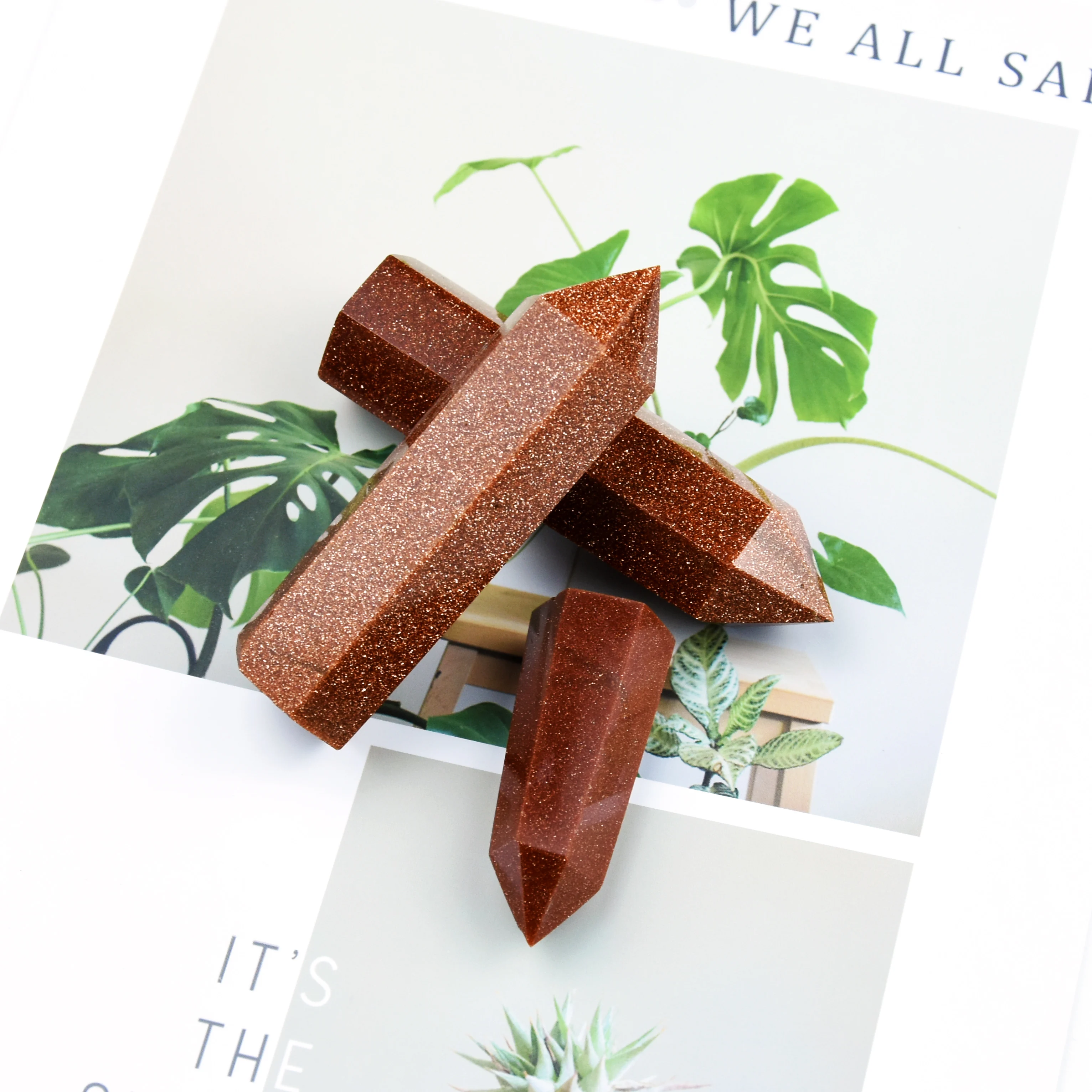 
Superior quality polished hand carved crystals healing stones golden sand stone point crystal wands crystal tower for Fengshui 