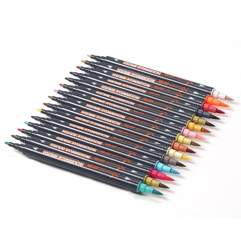 Wholesale Promotional 12 24 36 Pack Dual Tip Soft Brush Marker Pen