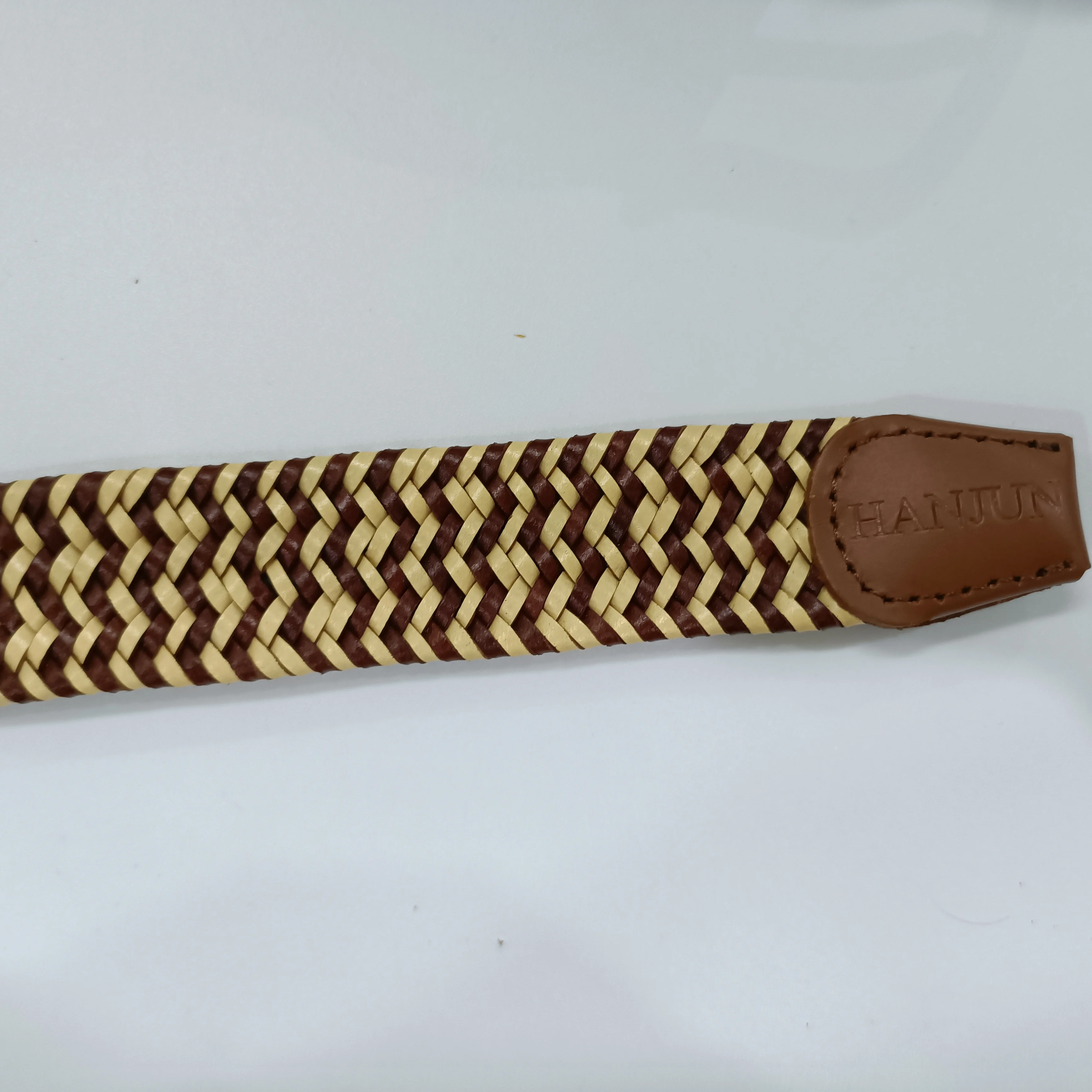 Factory Hot Sale Custom Woven Man Women Elastic Adjustable Bonded Leather Belts with split leather