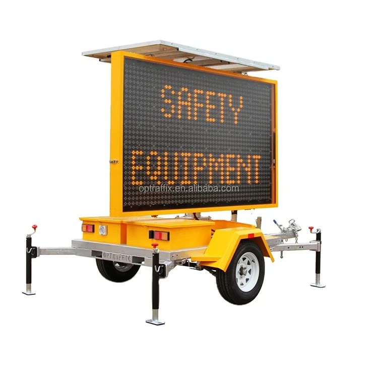 Portable Solar Power LED Roadway Message Display with Hydraulic Mast Variable Message Signs