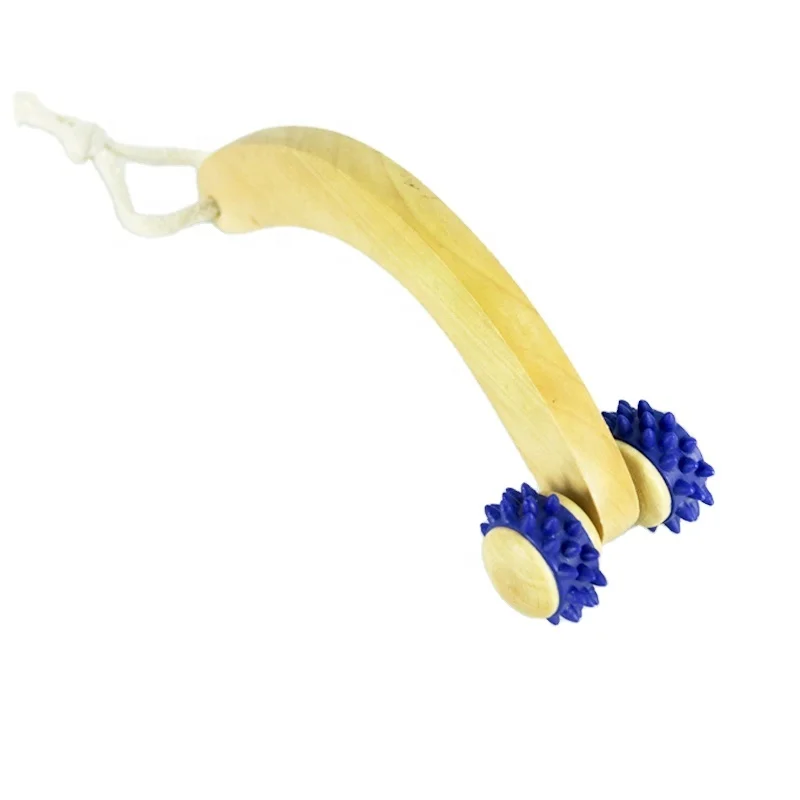Personalized design Arched wooden massager with 2 rollers