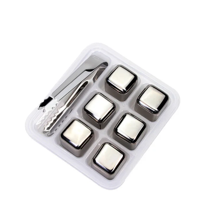 6PCS/Set Stainless Steel Ice Cubes Reusable Chilling Stones for Whiskey Wine Keep Your Drink Cold Longer Wine Ice Cubes
