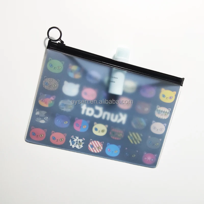 colored black frosted matte zip lock bags clear vinyl pvc zipper packaging bags cute clear pvc packing bag with round puller