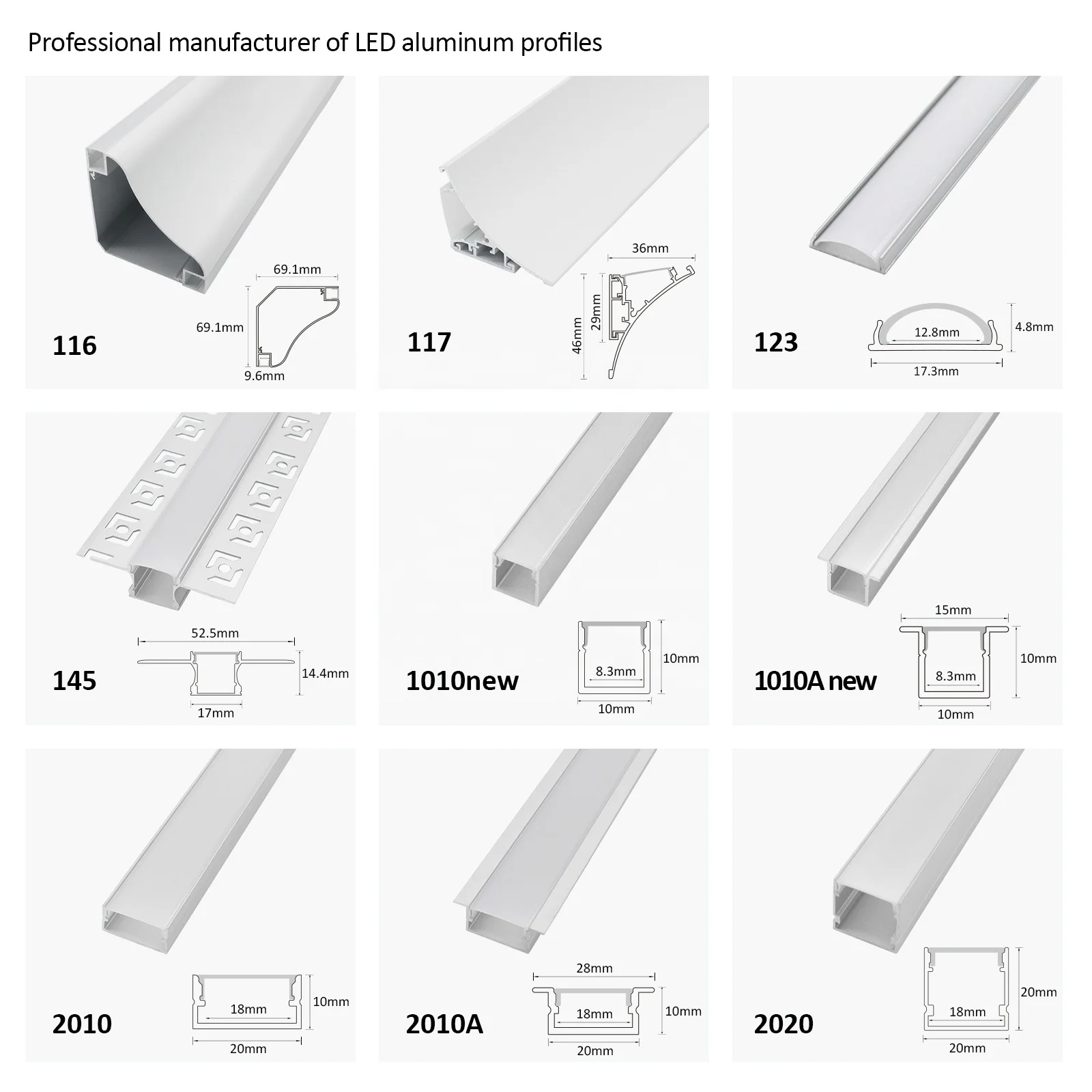 Aluminium Profile for LED Lighting Strip Recessed Aluminum Channel Diffuser Light LED Profile
