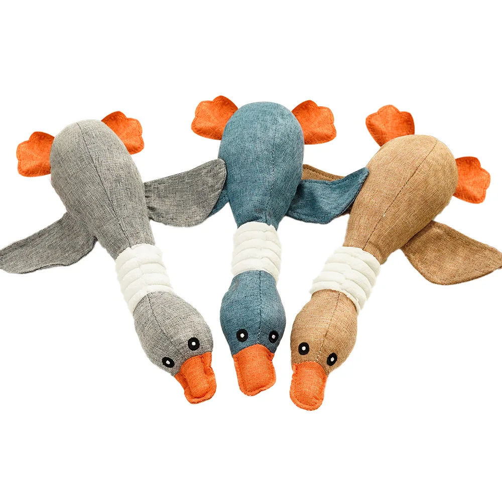 Wholesale stuffed plush durable chew mallard crinkle Squeeze Sound Pet Toy Plush Squeaky Dog Toy Pet Squeak Toys