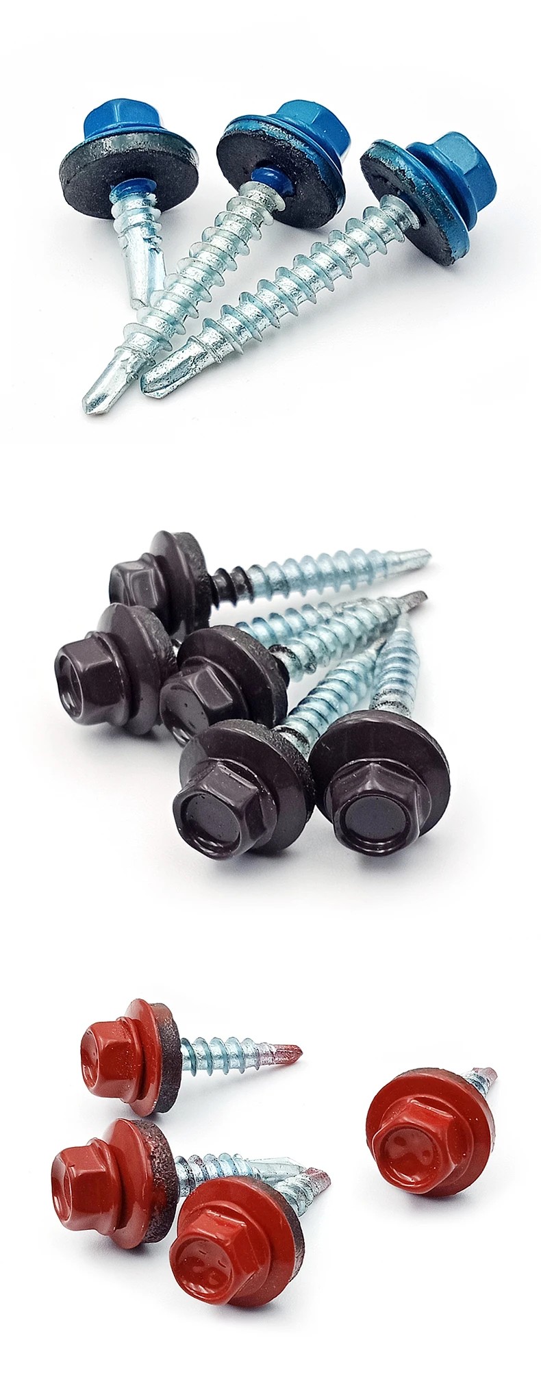 Chinese Factory hex washer head color paint roofing screws