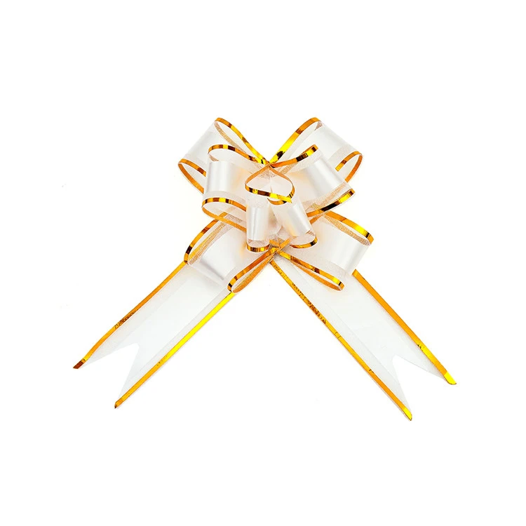 Wholesale Gift Wrapping Christmas Decoration Vertical Pattern Snow Yarn Organza Pull Butterfly Bow Pull Ribbon