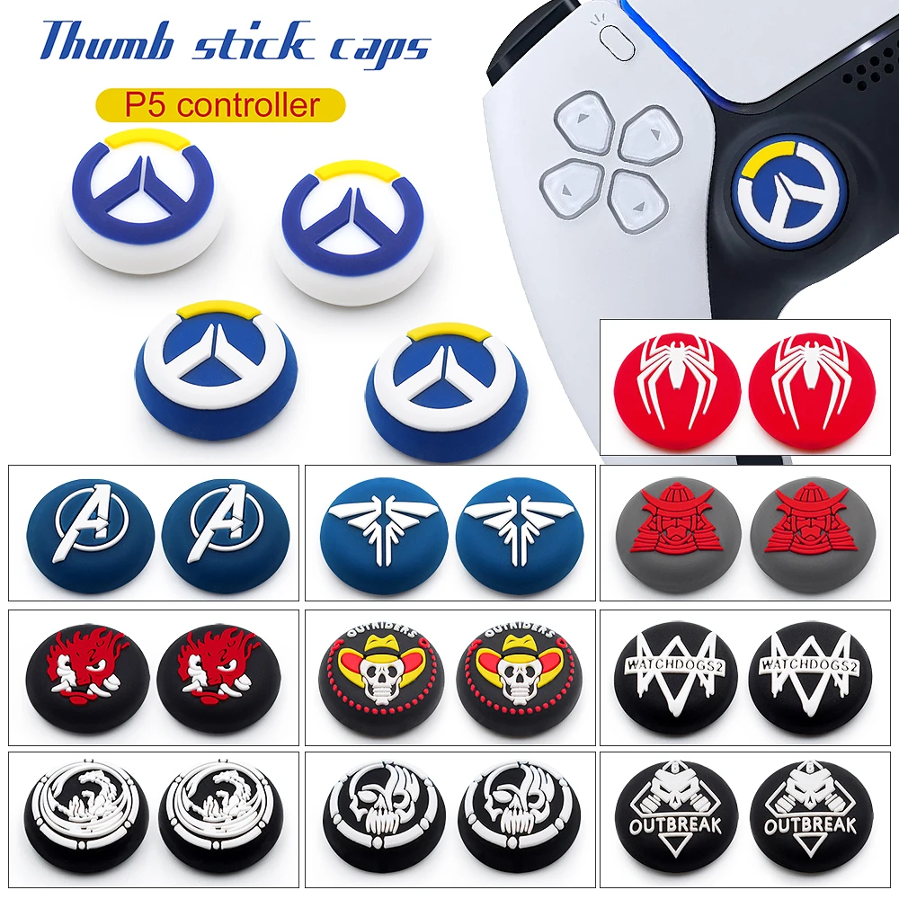 Fashion Design 4pcs Custom Thumb Stick Grip For PS5 Controller Silicone Analog Button Protection For Playstation5