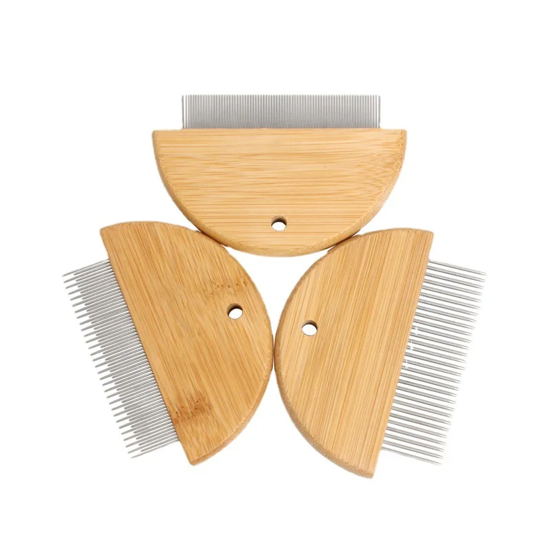 Factory Wholesale Small Bamboo Wood Comb Removes Tangled Hair Flea Cat Dog Grooming Pet Needle Comb