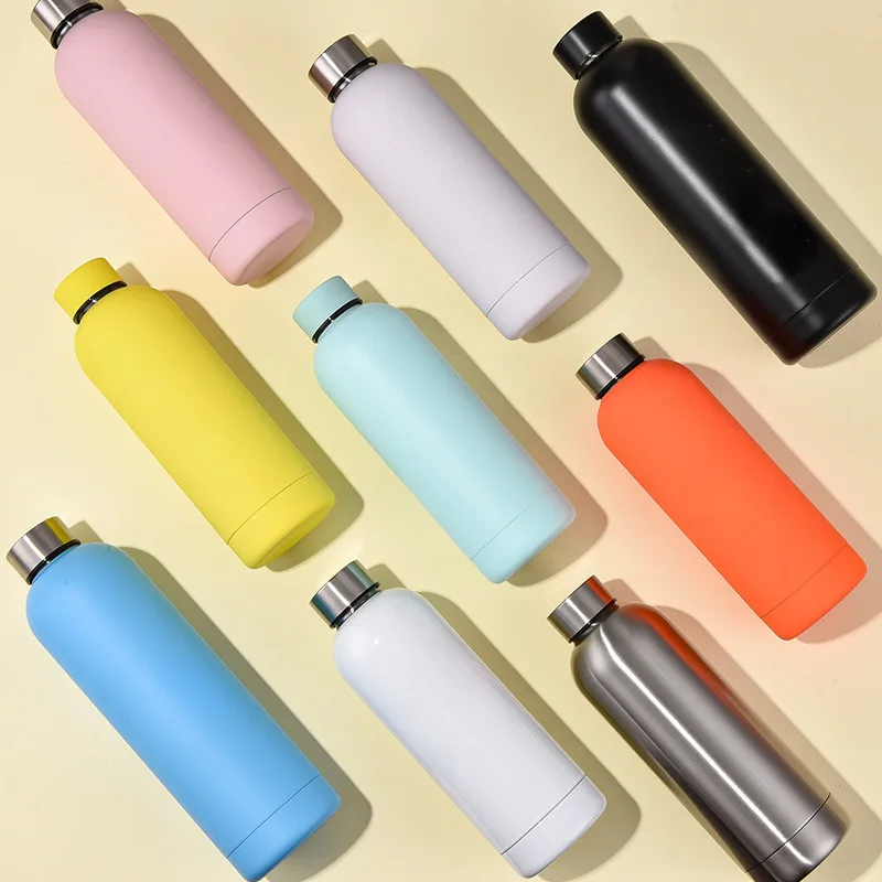 Wholesale Customized Colorful Double Wall Thermos Stainless Steel Matte Paint Outdoor Sports Small Mouth Water Bottle