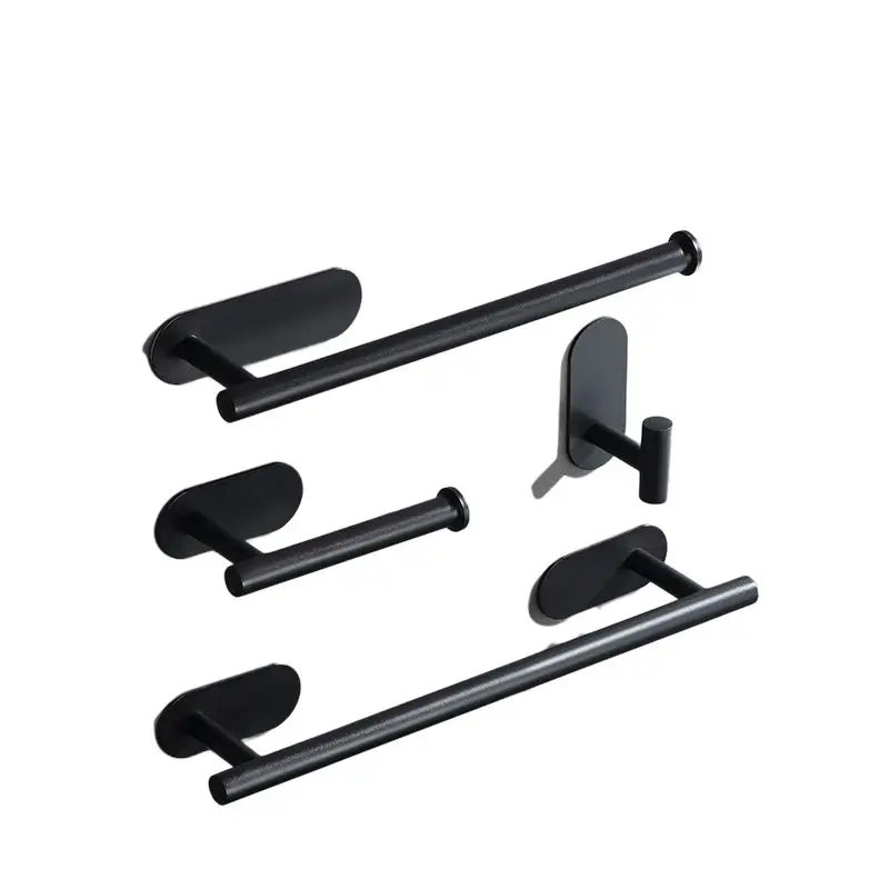 Chinese Buy Aluminum Modern Hardware Set Bathroom Soap Fitting Stainless Steel Hotel Black Essential Luxury Bath Accessory