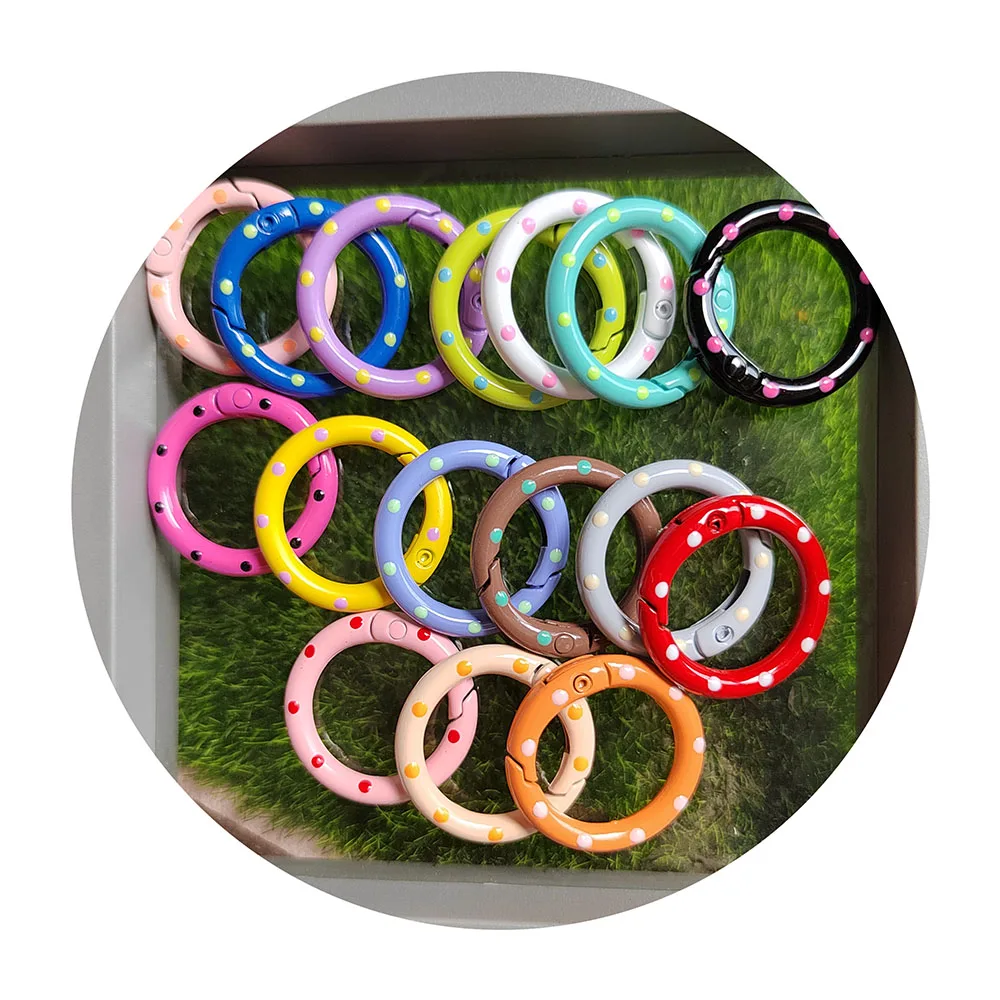Oval Cat Heart Round Clasps Spring Button Colored Paint Heart Claps Connector Hooks For Jewelry Making Keychain DIY Craft