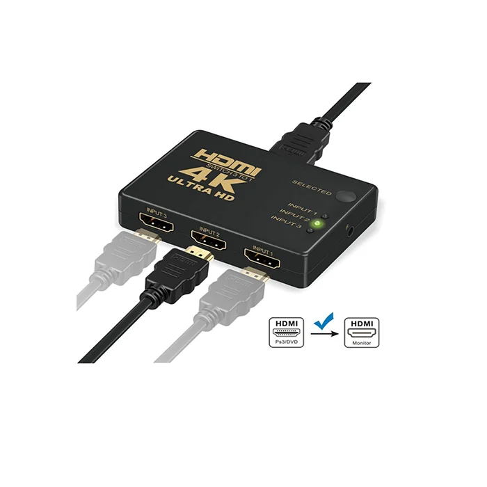 4K Splitter 3x1 3 In 1 Out Ul-tra HD switcher Control 3 Port HDTV Switch 4K SPLITTER