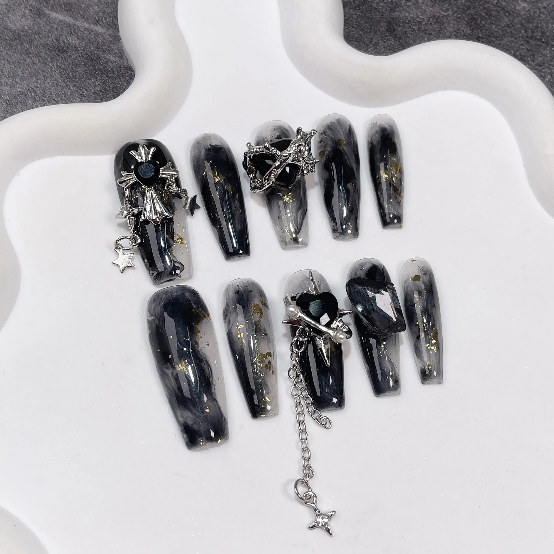 Wholesale new style Private Label high quality fake nails with different sizes for many designs nail art 10pcs handmade nails