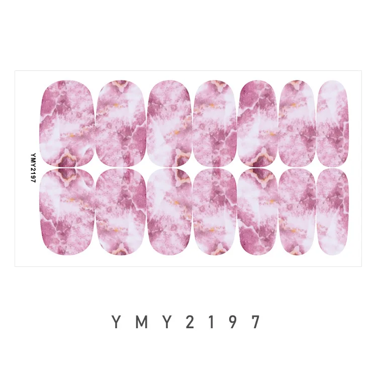 14 Sheets Gradient Marble Full Nail Stickers Marble Full Nail Wrap Stickers Self-Adhesive Nail Art Strips