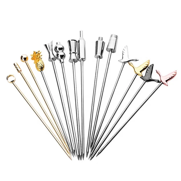 Bart tools Reusable 4 Colors Crown Stainless Steel 304 Metal Cocktail Picks