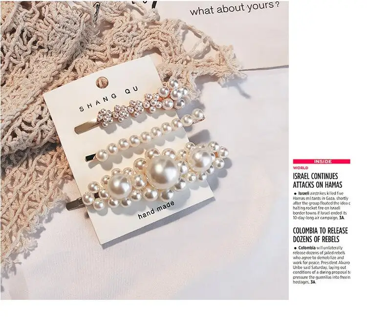 
Pearl side hairpin Korea ins net red girl clip cute headwear children small side clip girl bb clip 