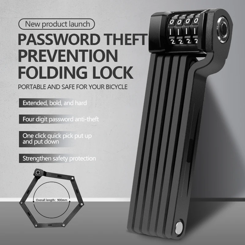 SENDE  Heavy Duty Folding Combination Portable anti-theft padlock Safe Cycling Accessories folding lock adult BIKE Lock