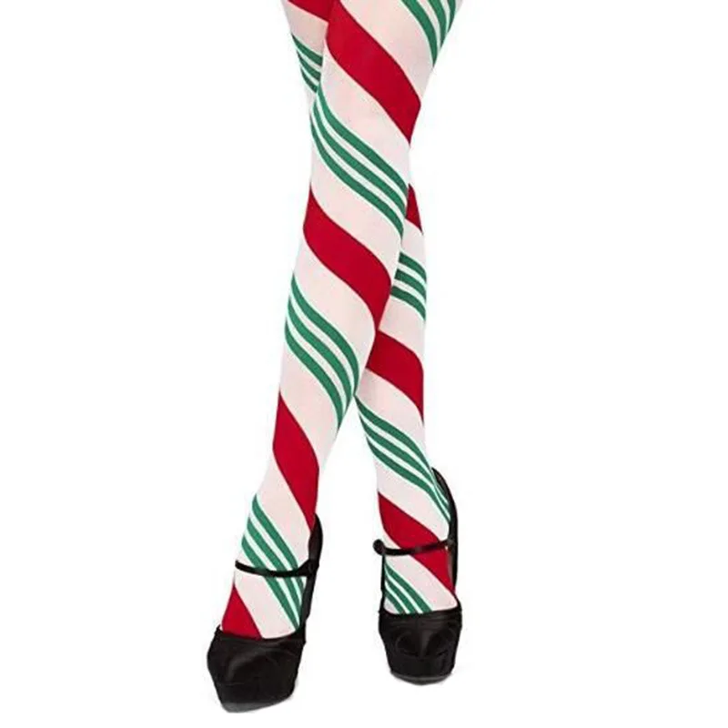Socksmate Christmas stockings 2021 wholesale green stockings lady sexy pantyhose red striped body silk thermal tights