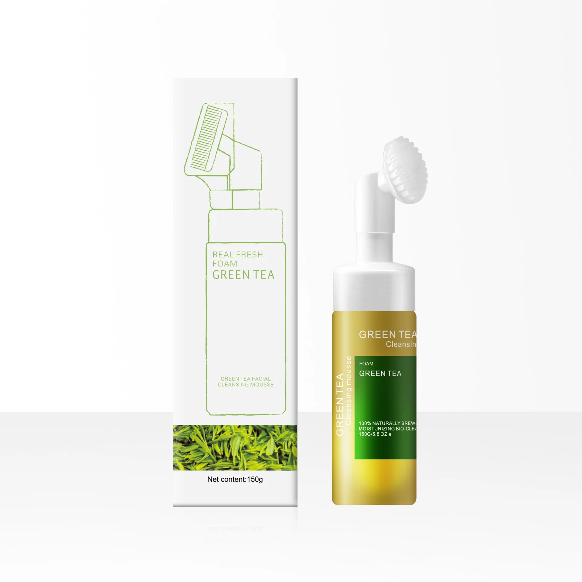 150ml makeup remover vitamin c green tea cleansing mousse facial cleanser face wash cleansing mousse foam with air pump