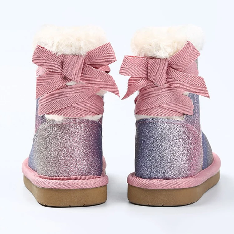 Custom Classic Winter Warm Indoor Outdoor Fluffy Bailey Bow Kids Boots Winter 2021