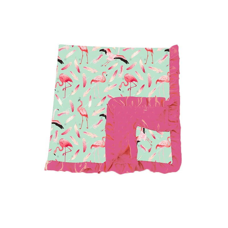 Cow Western Mexican Serape Ruffle Double Layers Minky 90* 110CM Jersey Knitted Baby Blankets organic baby swaddles new style