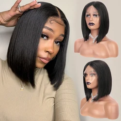 Forcuteu High Discounts 100% Natural Human Hair Wigs,8-16Inch Bob Wigs Human Hair Lace Front Wig, Virgin Hair Wigs For Black Women