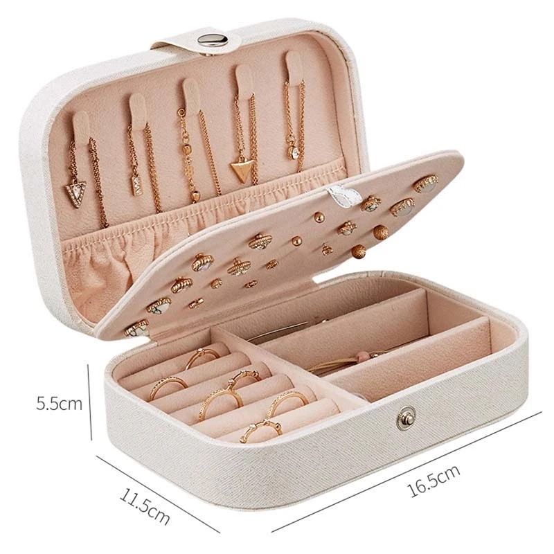 Lady PU Leather Jewelry Box Storage Box Ring Display Case Portable Jewelry Organizer for Necklaces Joyeros Organizador De Joyas