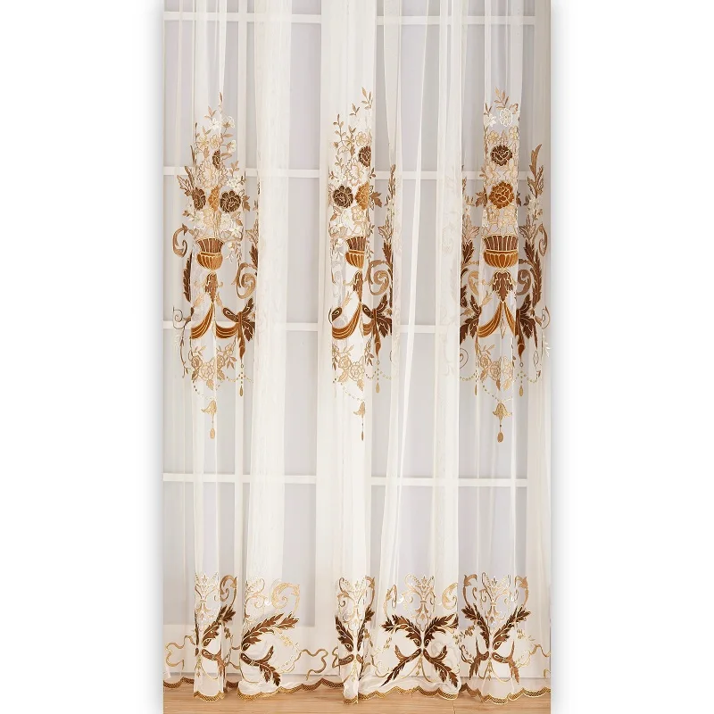 Роскошные испанские марлевые занавески, ткань для спальни, вуаль, готовые тяжелые кружевные тюлевые шторы
