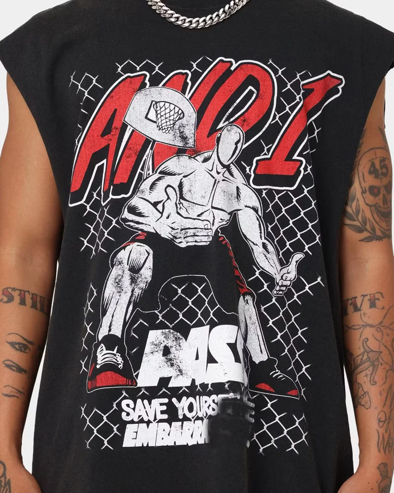 Vintage Sweatsuit Set Men Mens Top Track Suit Muscle Tee Shirt Short Set