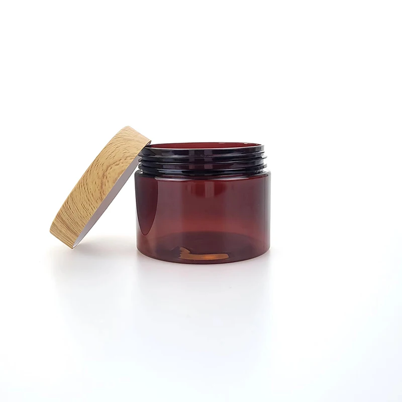 250ml cosmetic packaging clear amber black pet plastic cream jar with plastic lid