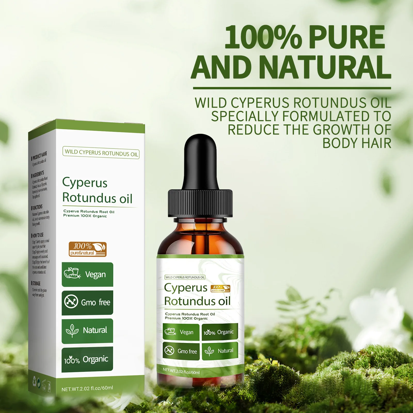 Private Label Natural Non-irritating Gentle and Smooth Cyperus Rotundus Oil for Hair Removal treatment Body Massage Oil