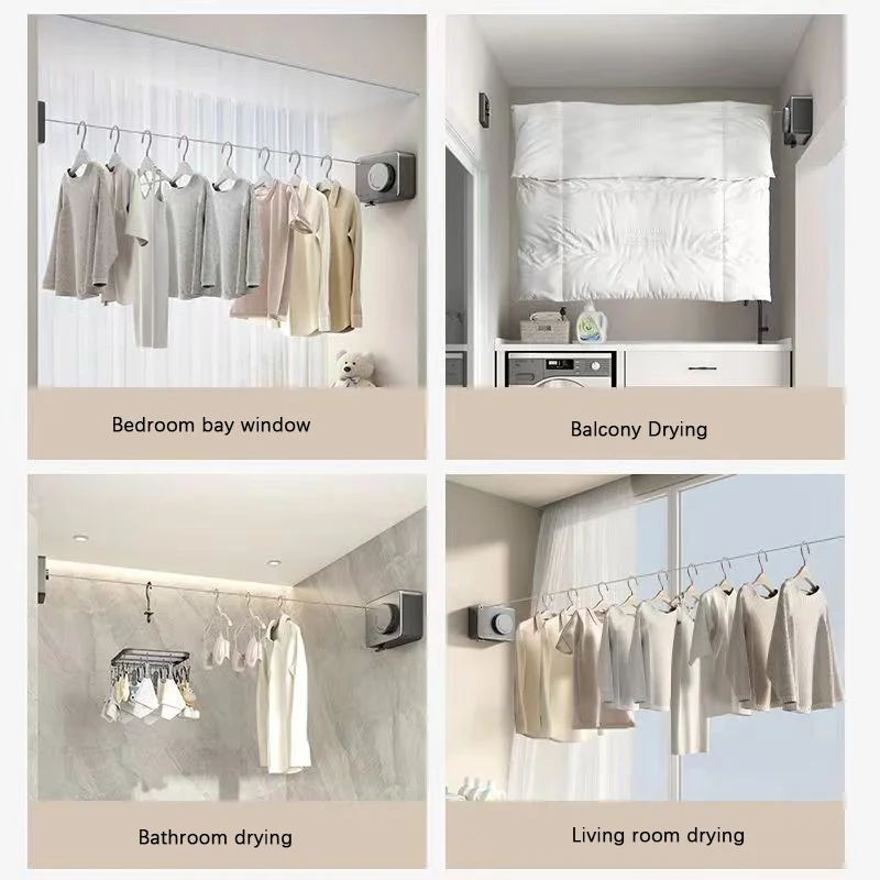 Laundry Storage Drying Racks Clothesline Outdoor  Clothesline 4.3m Free Retractable Rope
