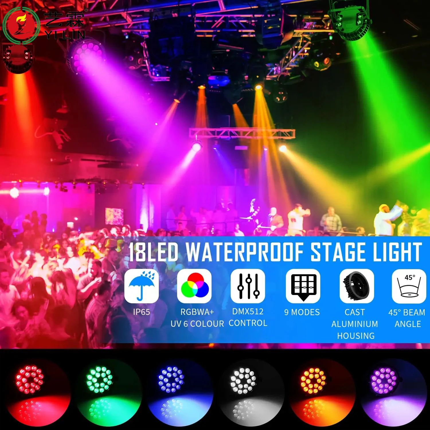 DJ light Uplights Studio Led Stage Lights Fast Delivery Dmx 18x10w Led Par Light Flat Rgb 4in1 Par Cans