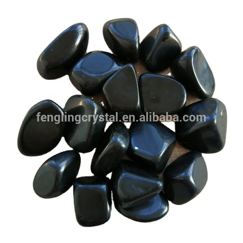 Natural polished big size black obsidian gravel stone Quartz crystal tumble rock stone